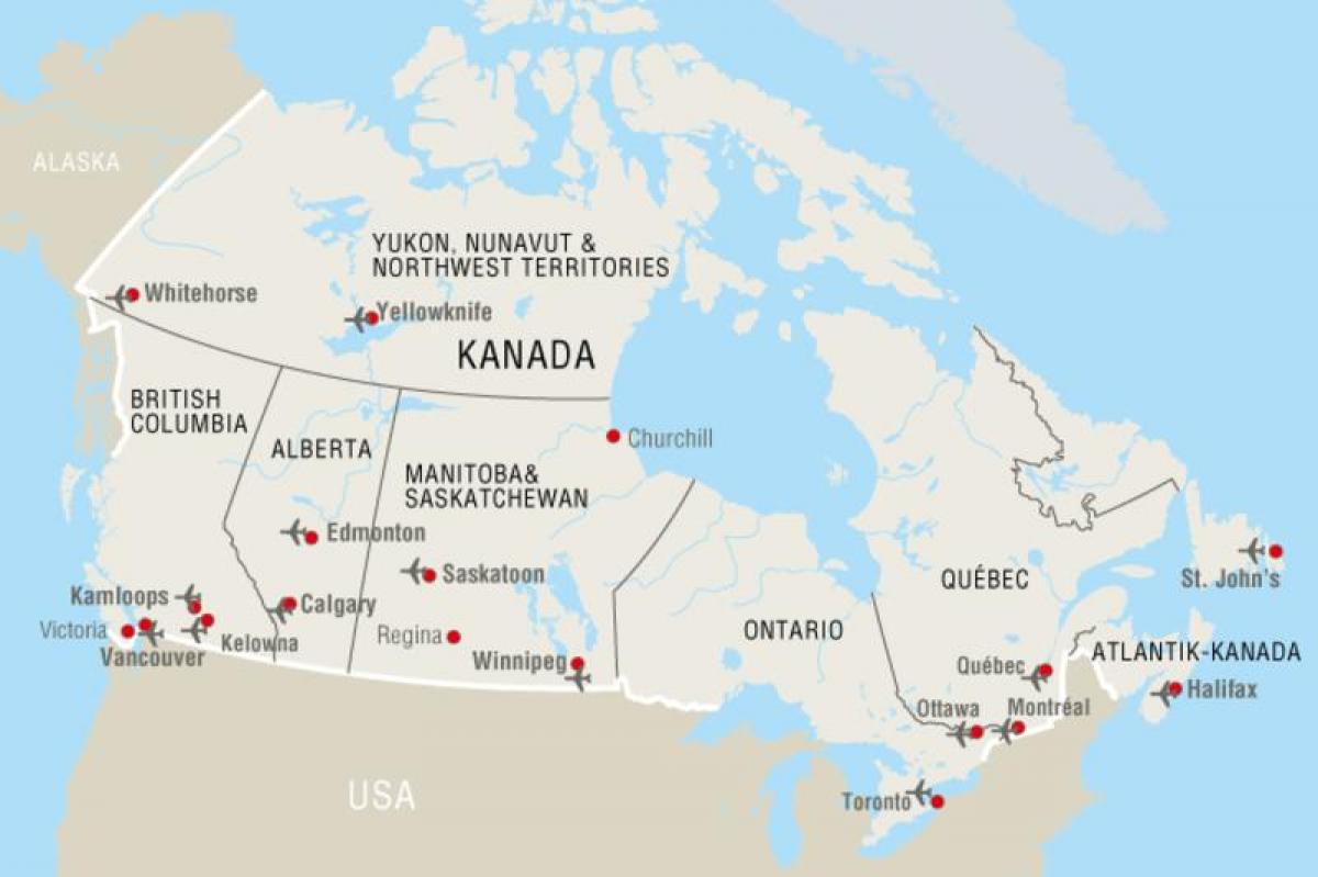 Mappa degli aeroporti del Canada