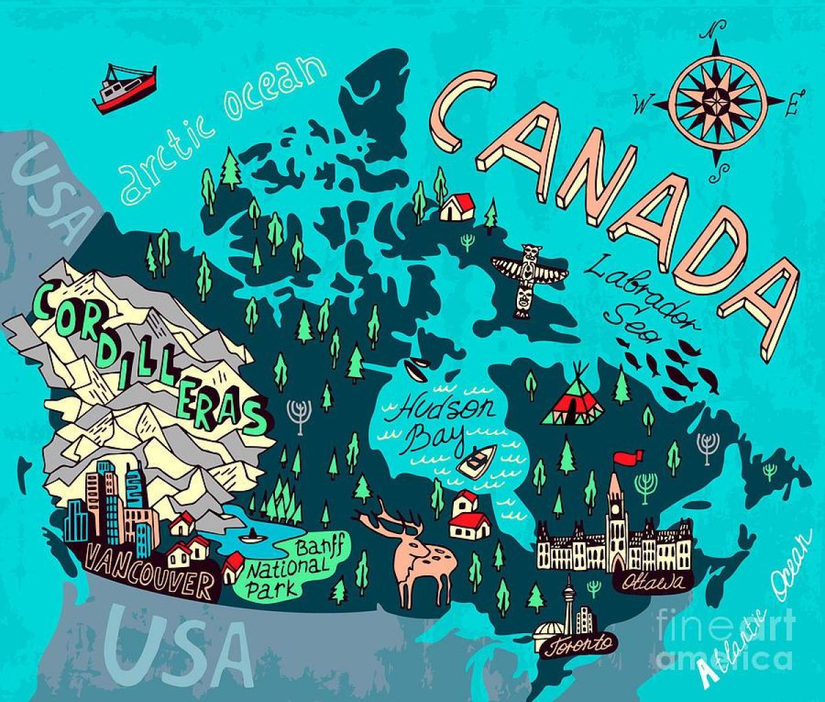 Mappa delle attrazioni turistiche del Canada