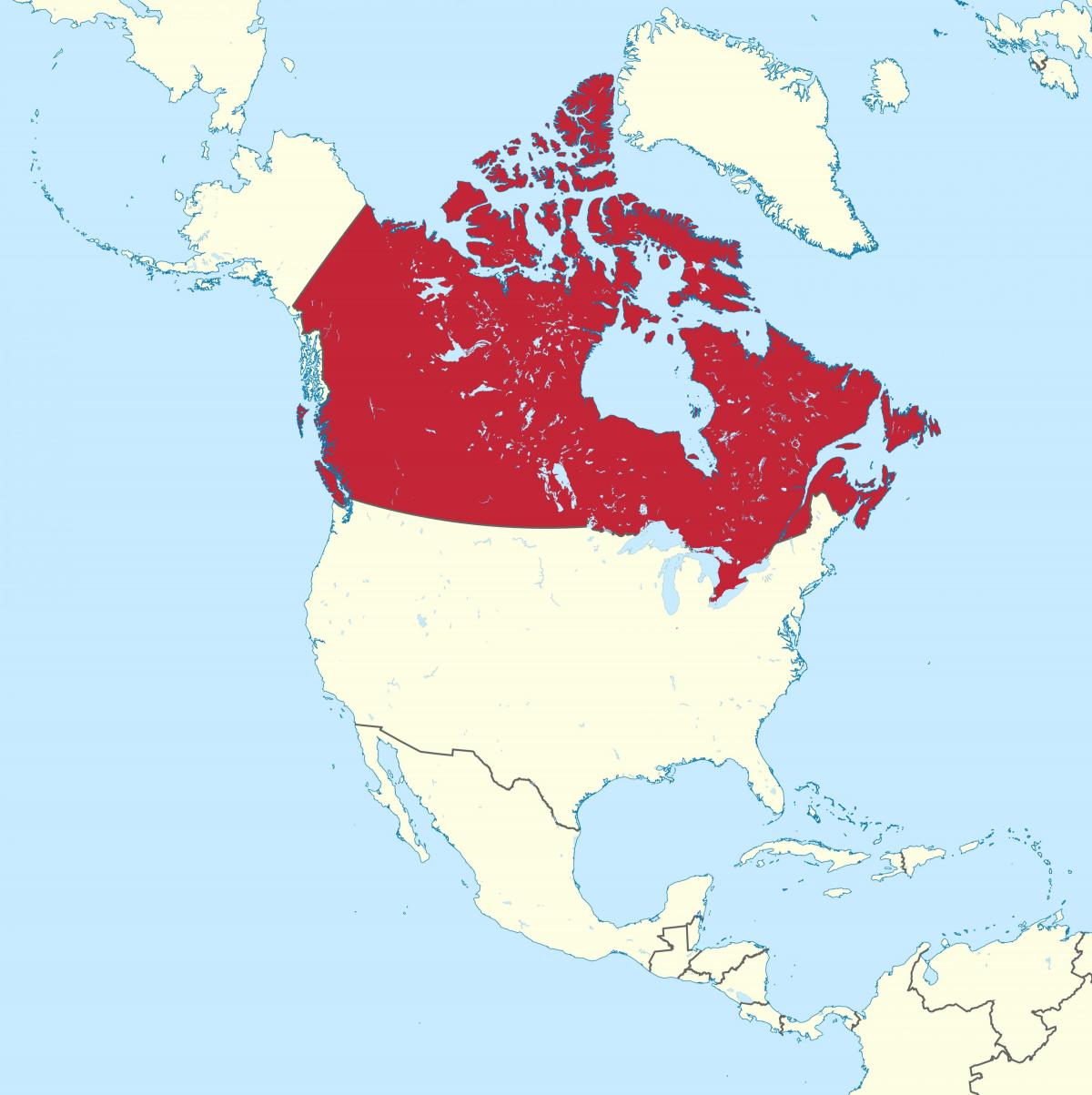 Posizione del Canada sulla mappa delle Americhe