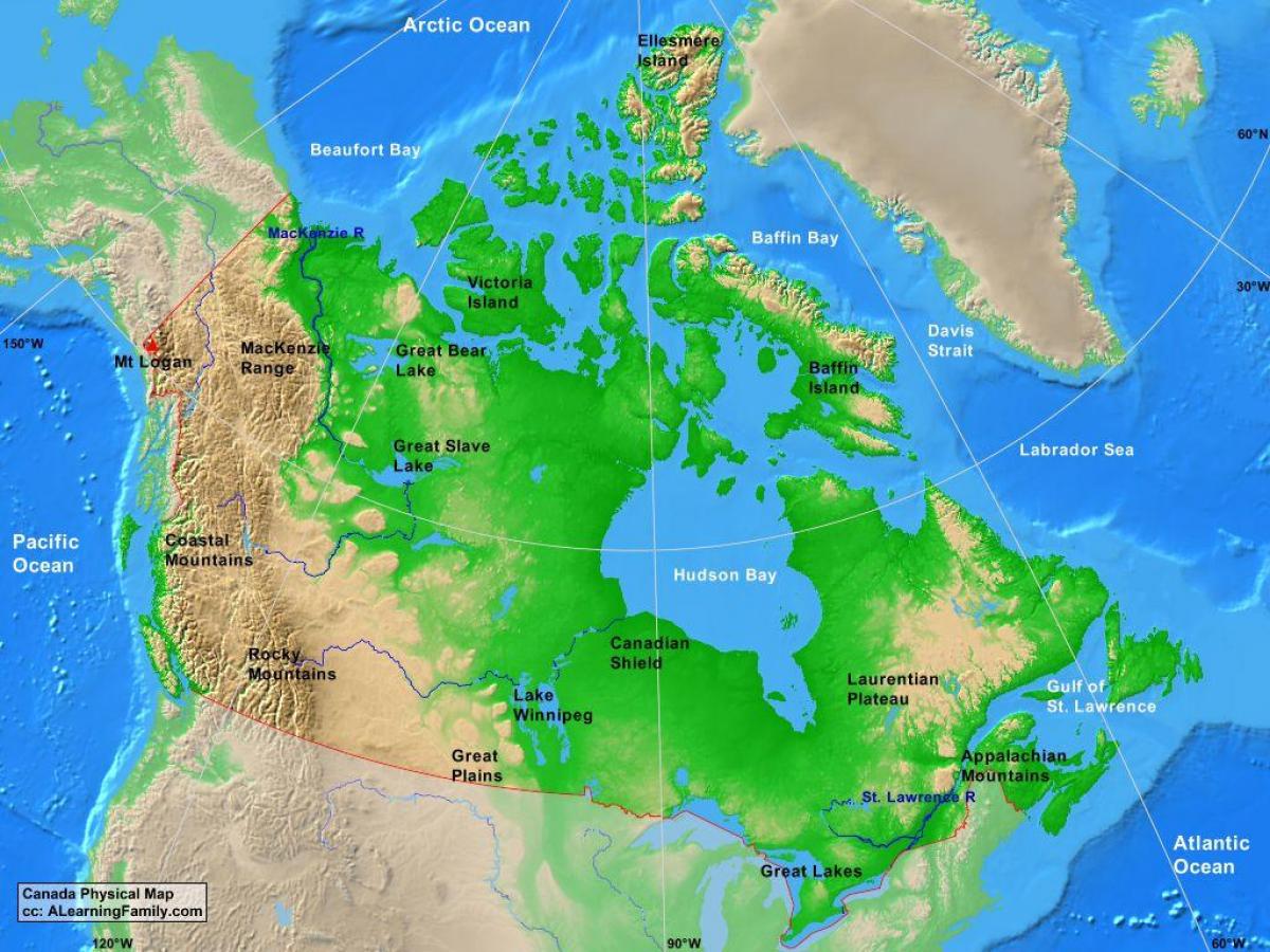 Montagne in Canada mappa
