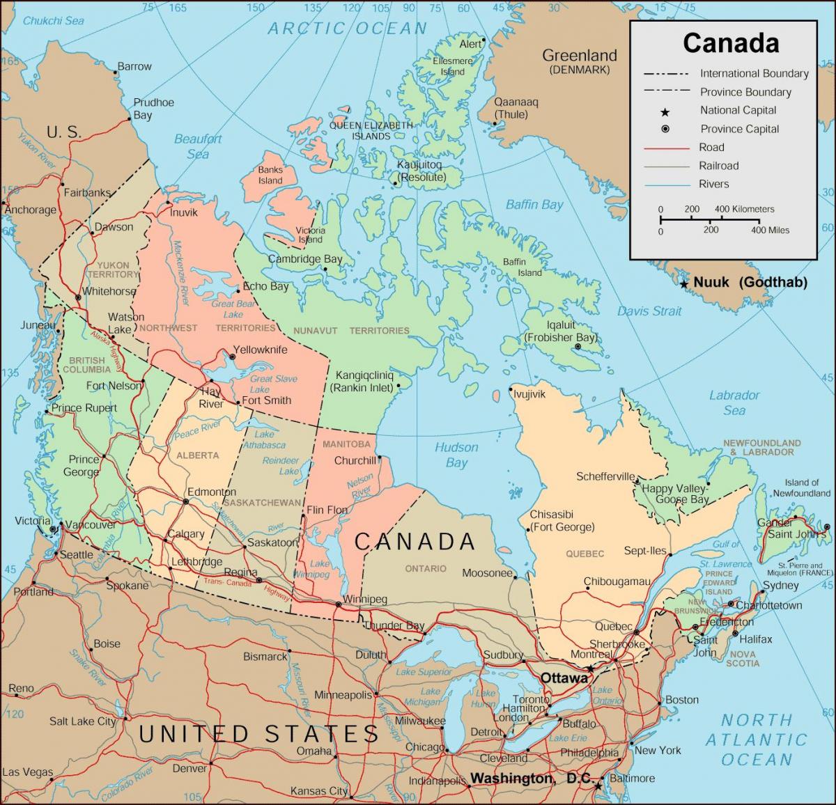 Mappa stradale del Canada