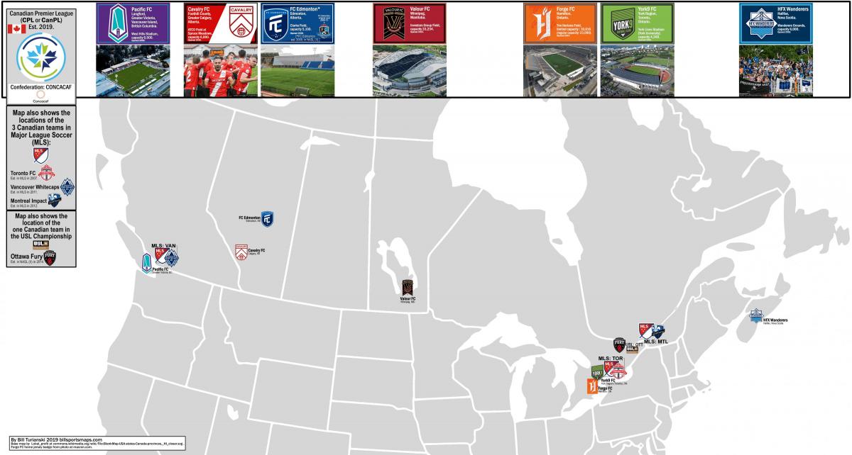 mappa degli stadi di Canada