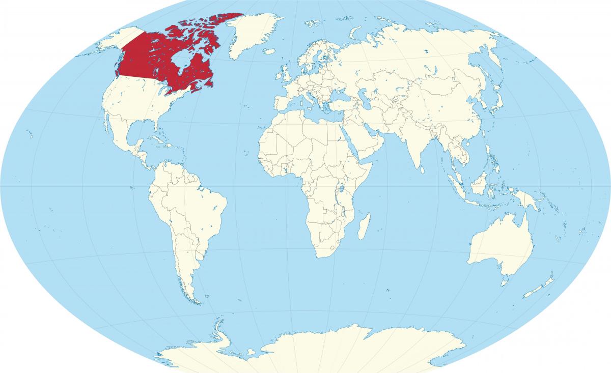 Posizione del Canada sulla mappa del mondo