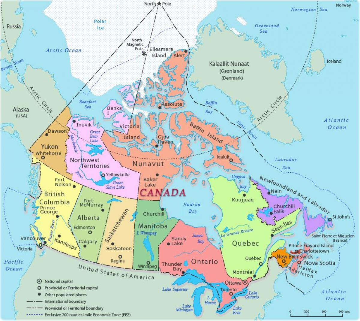 Il Canada su una mappa