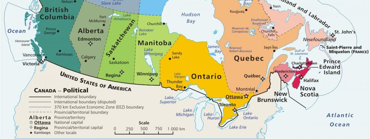 Mappa del Canada meridionale